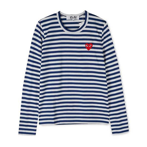 꼼데가르송 레드하트 와펜 스트라이프 긴팔티_AZ-T163-051-2 (P1T163)