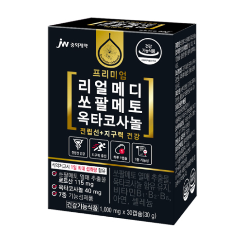 JW중외제약 리얼메디 쏘팔메토 옥타코사놀 1000mg 30캡슐