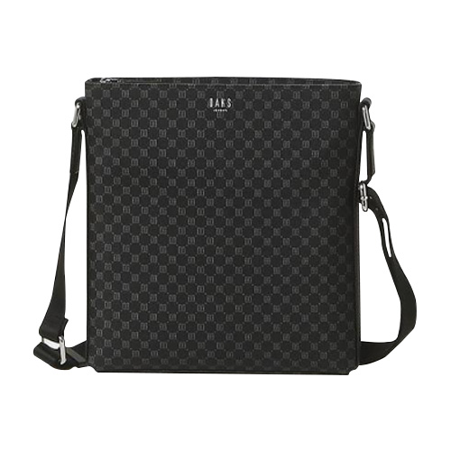닥스 남성 블랙 로고패턴 가죽 크로스백_DBBA1F470BK