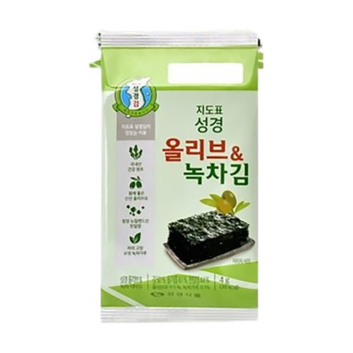 성경식품 지도표성경김 올리브 녹차김 4g
