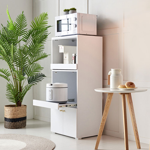 라자가구 위드 화이트 2단선반 전자렌지 수납장 렌지대 500