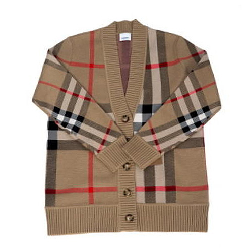 버버리 체크 테크니컬 울 자카드 카디건_8039153