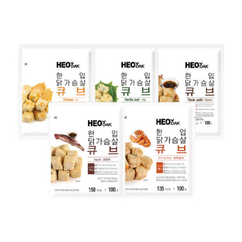 허닭  한입 닭가슴살 큐브 6종 100g