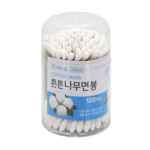 그린비 튼튼 나무 면봉 원통 100개