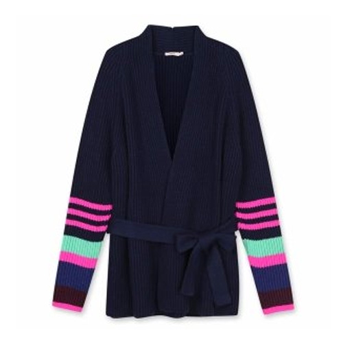 오일릴리 여성 소매배색 가디건_OWBFACG004