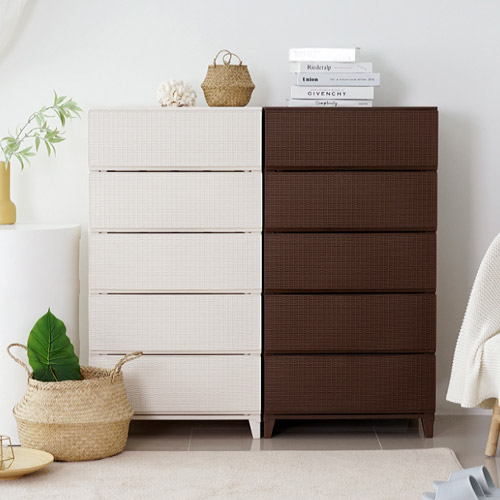 보노하우스 가든 라탄 서랍장 와이드형 5단