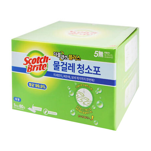 3M 스카치브라이트 물걸레 청소포 더블액션 플러스 대형 60매