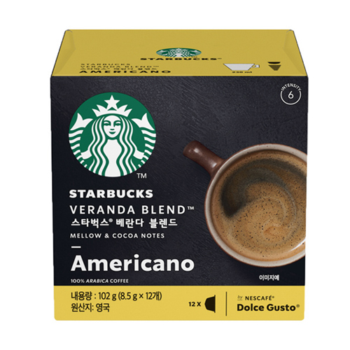 네슬레 네스카페 돌체구스토 스타벅스 베란다 블렌드 캡슐커피 12캡슐