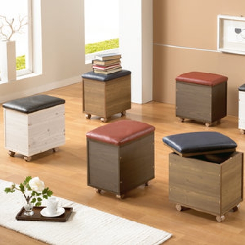 프리메이드  인조가죽 이동식 수납의자