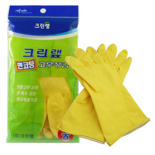 크린랲  면코팅 고무장갑 (중)